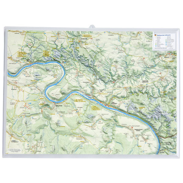 Georelief Small 3D relief map of Saxon Switzerland (in German)