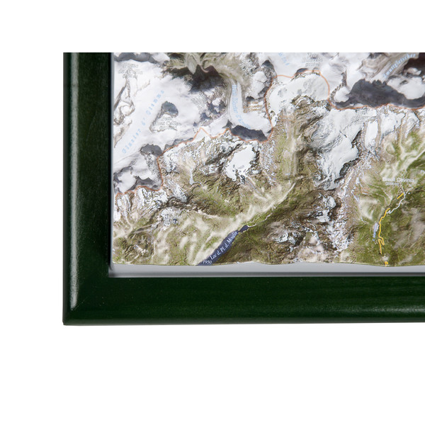 Georelief Map of the Matterhorn region in wooden frame (in German)