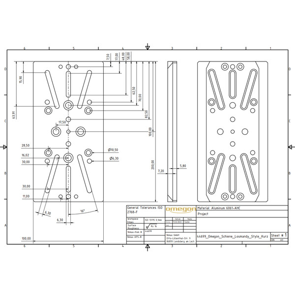 Omegon universal mounting plate Losmandy style (short)