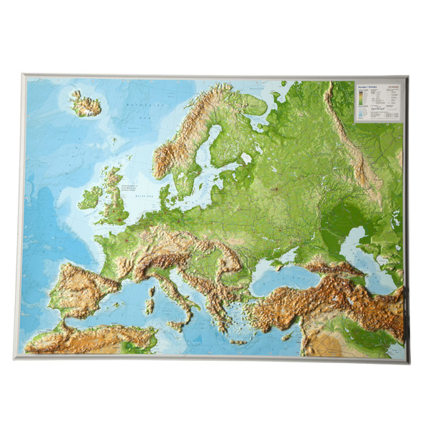 Georelief European relief map, large, 3D