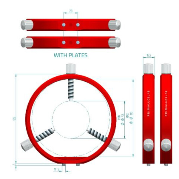 PrimaLuceLab Guide rings PLUS 115mm