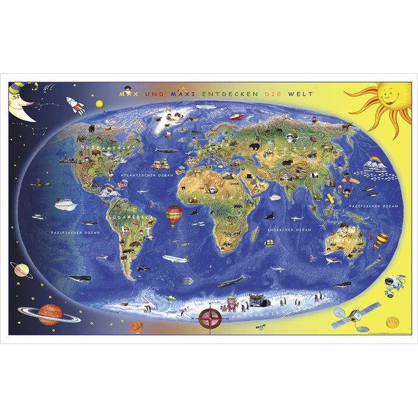 Stiefel Childrens map Max und Maxi entdecken die Welt (92 x 59 cm)