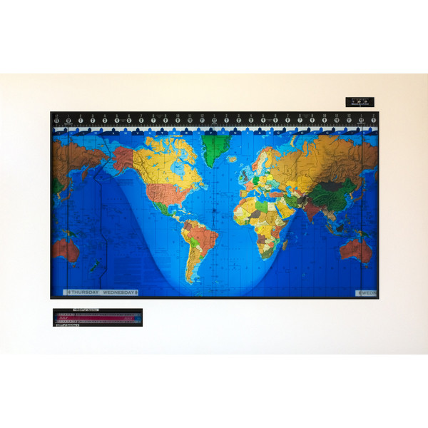 Geochron Original Kilburg world map in alder real wood veneer with Modern White finish and black bordering