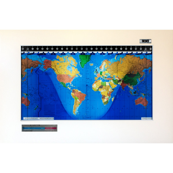 Geochron Original Kilburg world map in alder real wood veneer with Modern White finish and silver bordering