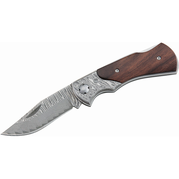 Herbertz Knives Damascus Pocket knife, wooden handle, No. 210110