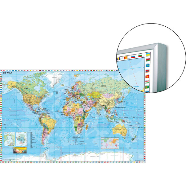 Stiefel World map on pinboard