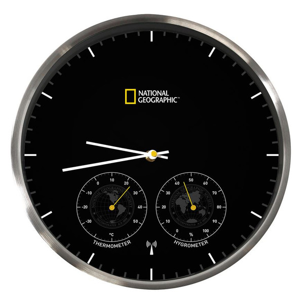 National Geographic Wall clock with thermometer and hygrometer