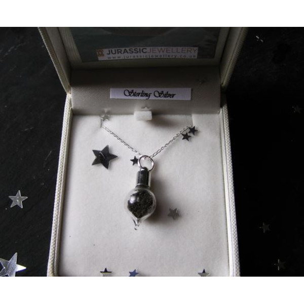 Jurassic Jewellery Stardust Meteorite Vial Necklace (Teardrop)