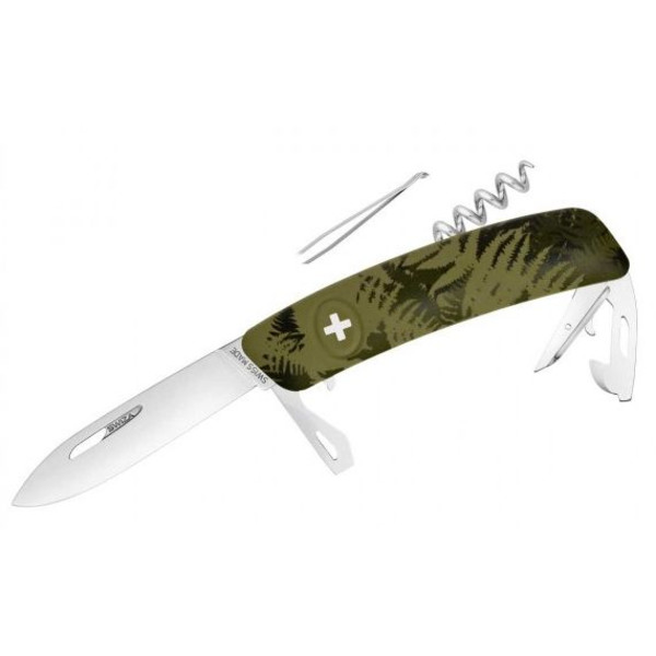 SWIZA Knives C03 Swiss Army Knife, SILVA Camo Fern Khaki