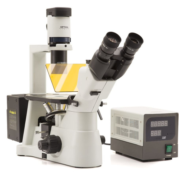Optika Inverted microscope Mikroskop IM-3F-US, trino, invers, phase, FL-HBO, B&G Filter, IOS LWD W-PLAN, 40x-400x, US