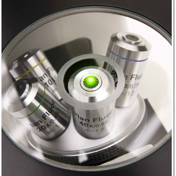 Optika Microscope IM-3FL4-UK, trino, inverse, FL-HBO, B&G Filters, IOS LWD U-PLAN F, 100x-400x, UK