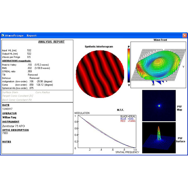 William Optics Apochromatic refractor AP 73/430 Super ZenithStar 73 Blue OTA