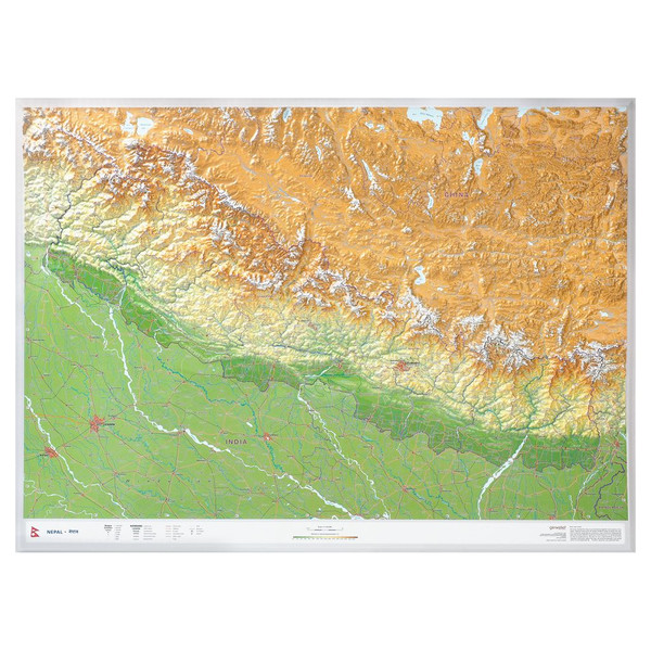 Georelief Regional map Nepal groß 3D