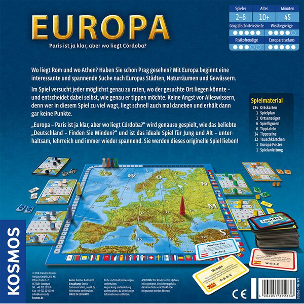 Kosmos Verlag Europe Game – Paris is obvious, but where is Córdoba?
