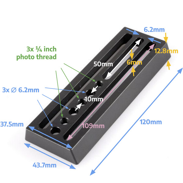 ASToptics Universal V-style camera dovetail, 120mm