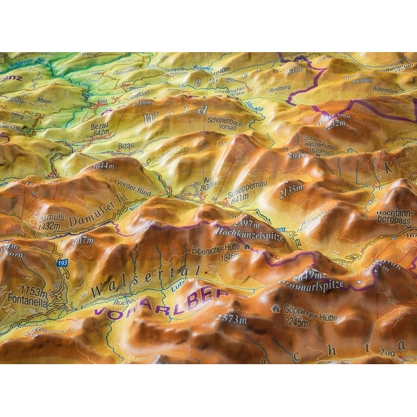 Georelief Regional map Allgäu Bodensee 3D Reliefkarte (77 x 57 cm)