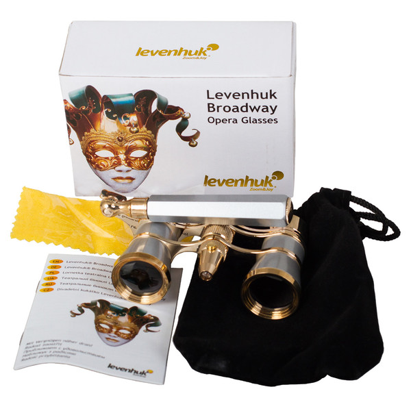 Levenhuk Opera glasses Broadway 3x25 silver (lorgnette with LED light)