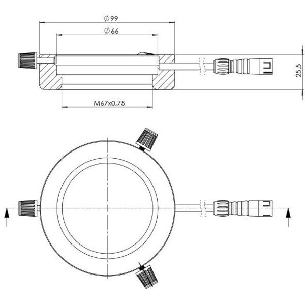 StarLight Opto-Electronics RL4-66-S4 PW, segment.,  pur-weiß (6.500 K), Ø 66mm