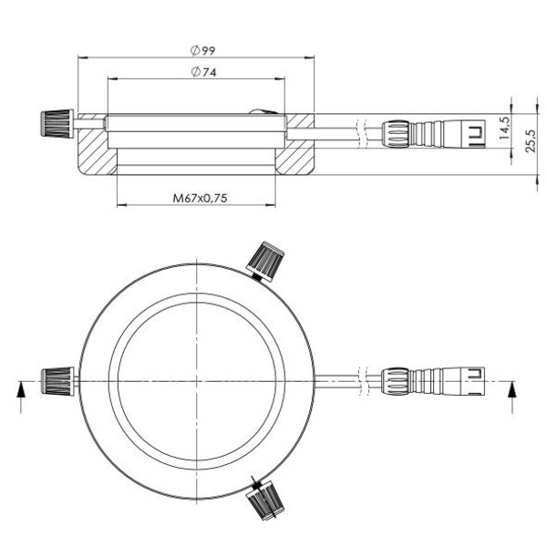 StarLight Opto-Electronics RL4-74-S4 R, segmented, red (620 nm), Ø 74mm