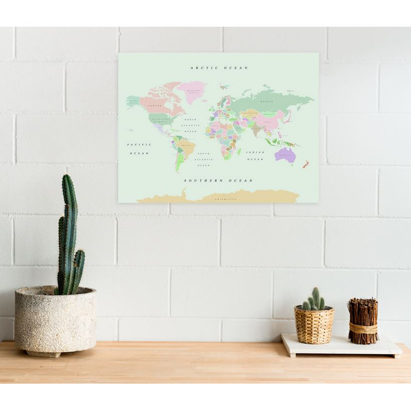 Miss Wood Woody Map Watercolor Retro L