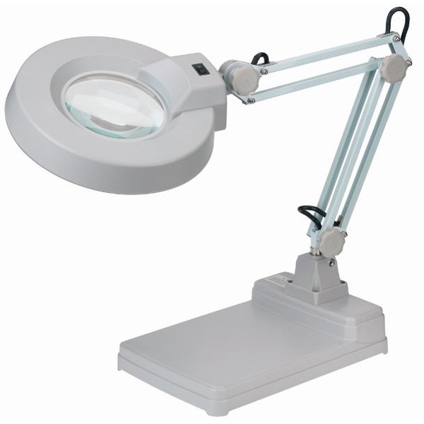 Schweizer Magnifying lamp, scissor arm, table stand, 2x/Ø125mm, biconvex, 22W