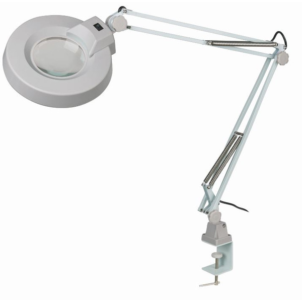 Schweizer Magnifying lamp, scissor arm, table clamp, 2x/Ø125mm, biconvex, 22W