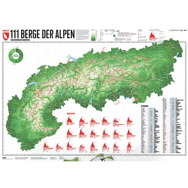 Marmota Maps Map of the Alps with 111 Mountains and 20 Mountain trails