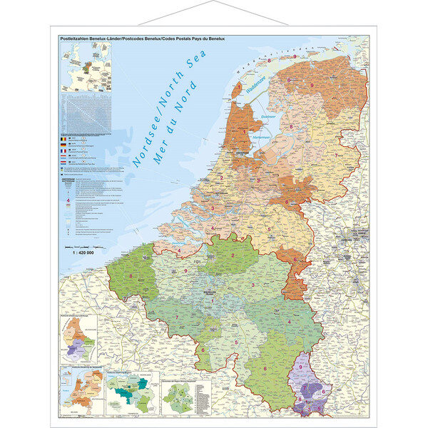 Stiefel Regional map Benelux mit Postleitzahlen (97x137)