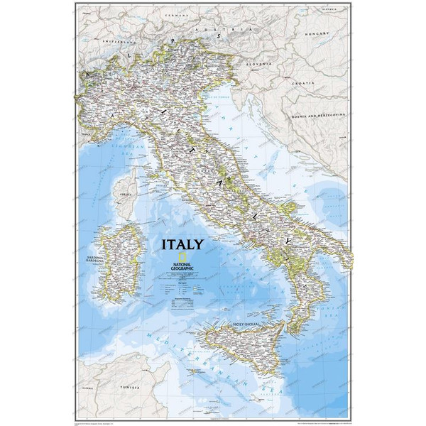 National Geographic Map Italy corkboard framed (silver)