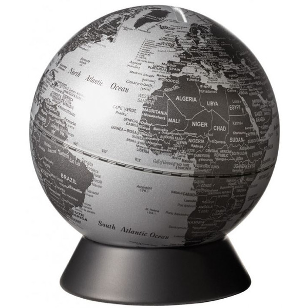 TROIKA Globe Orion money box, matt silver, 14cm
