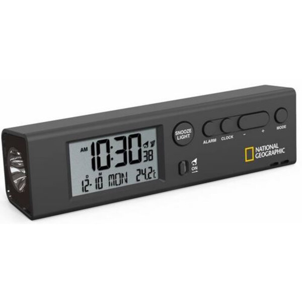 National Geographic World Time Clock with Temperature and Flashlight