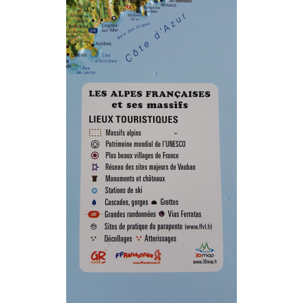 3Dmap Regional map Les Alpes Françaises et ses massifs alpins