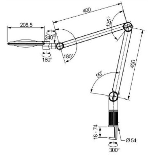 Eschenbach Magnifying glass Lupenleuchte varioLED+, 3,55D, 1,9x, Ø132mm, AA100mm