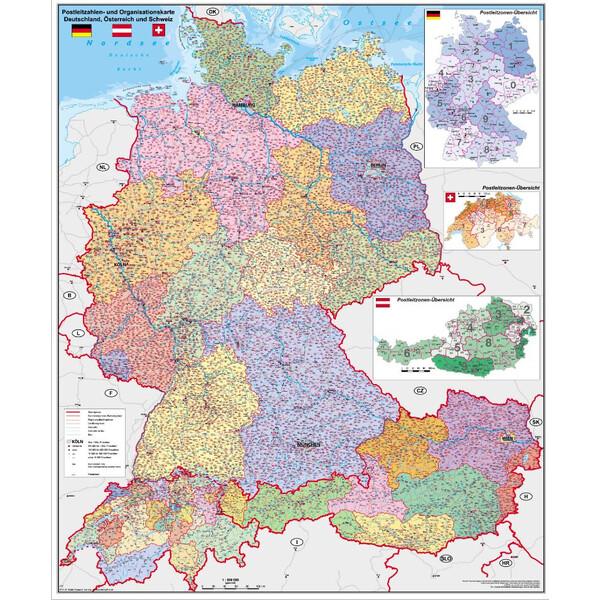 Stiefel Regional map Deutschland-Österreich-Schweiz PLZ- u. Organisationskarte