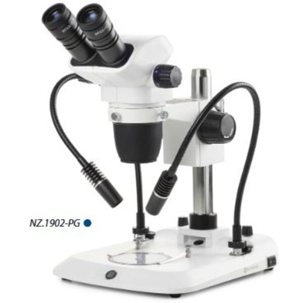 Euromex Stereo zoom microscope NZ.1702-PG, 6.5-55x, Säule, 2 Schwanenhälse, Durchlicht, bino