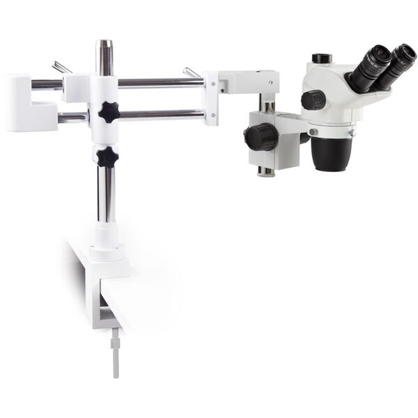 Euromex Stereo zoom microscope NZ.1903-BC, 6.7-45x, double arm, table clamp, trino