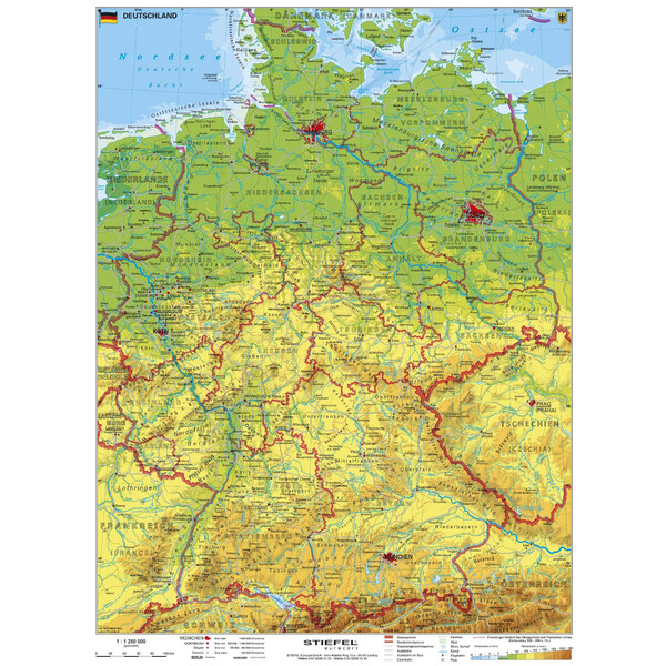 Stiefel Map Deutschland physisch (67 x 91 cm)
