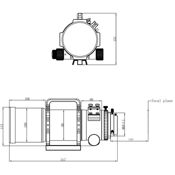 Omegon Apochromatic refractor Pro APO AP 72/400 Quintuplet OTA