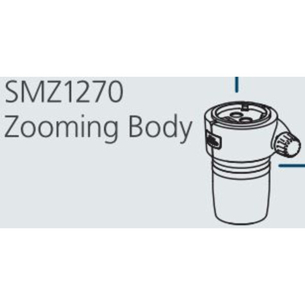 Nikon SMZ-1270 Stereo Zoom Head, bino, 6.3-80x, click stop, ratio 12.7:1, 64 mm, 20°, WD 70 mm