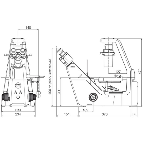 Nikon Eclipse TS2 inverted trinocular with phase contrast, PH, FL, objectives not included
