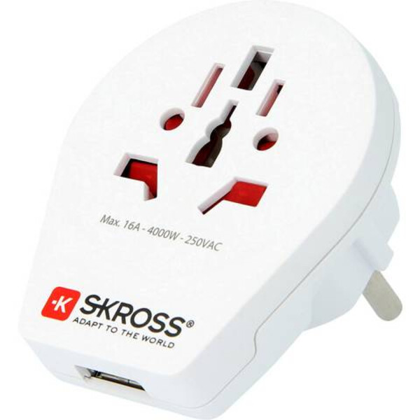 Skross Power pack World to Europe travel adapter with USB