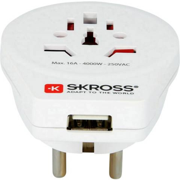 Skross Power pack Reiseadapter World to Europe mit USB