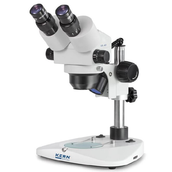 Kern Stereo zoom microscope OZL 451, Greenough, Column, binocular, 0.75-5.0x, 10x/23, 10W hal