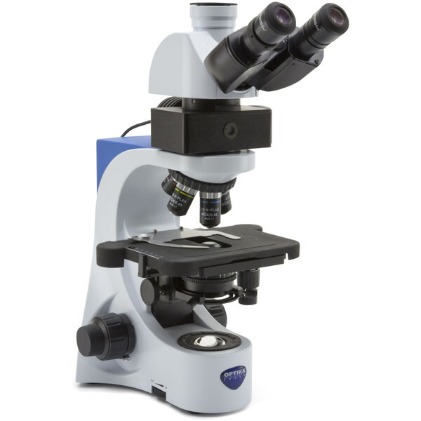 Optika Microscope Mikroskop B-383LD, trino, FL-LED, blue filter, N-PLAN, IOS, 40x-1000x