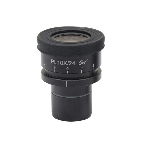 Optika PL10x/24 eyepiece, high eyepoint, focusable, with rubber cup