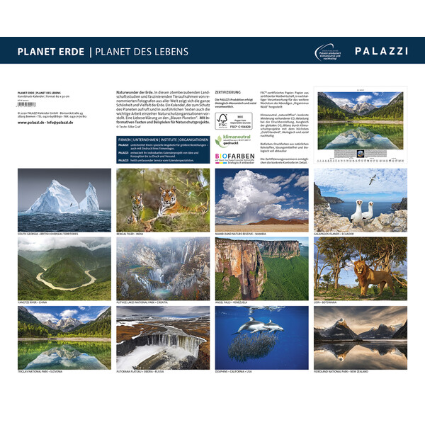 Palazzi Verlag Calendar Planet Earth 2021