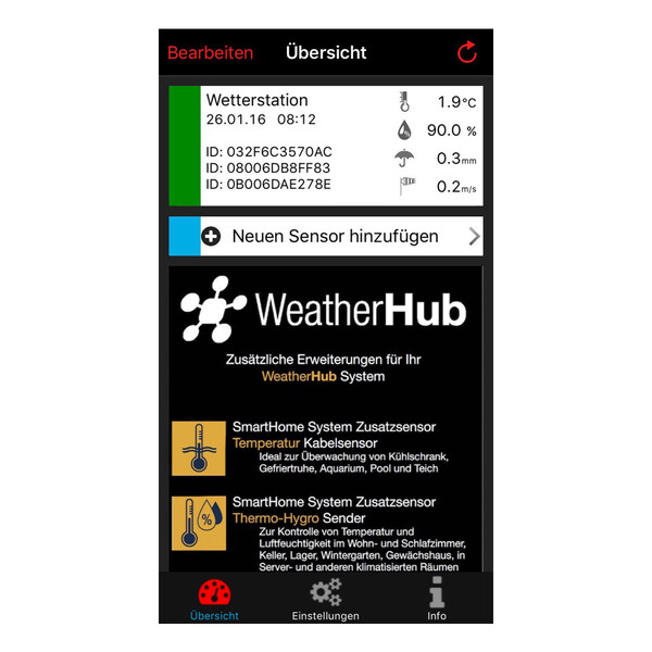 TFA weather station set with climate, rain & wind transmitter WEATHERHUB