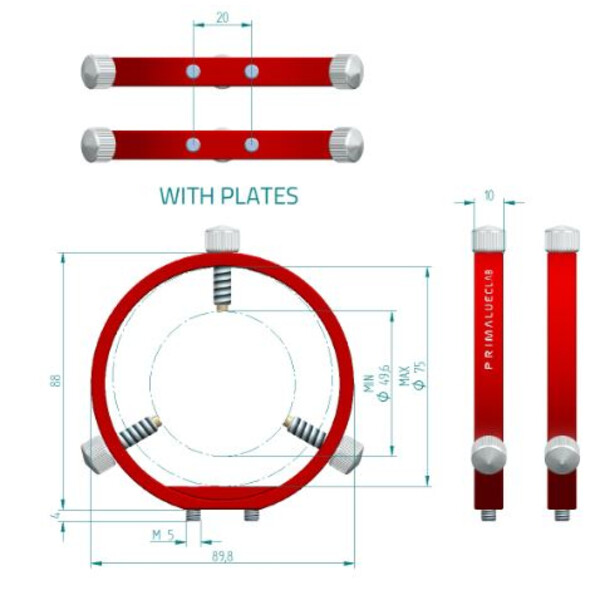 PrimaLuceLab Guide scope rings PLUS 80mm