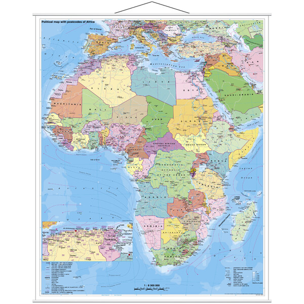 Carte des continents Stiefel Afrika politisch mit PLZ