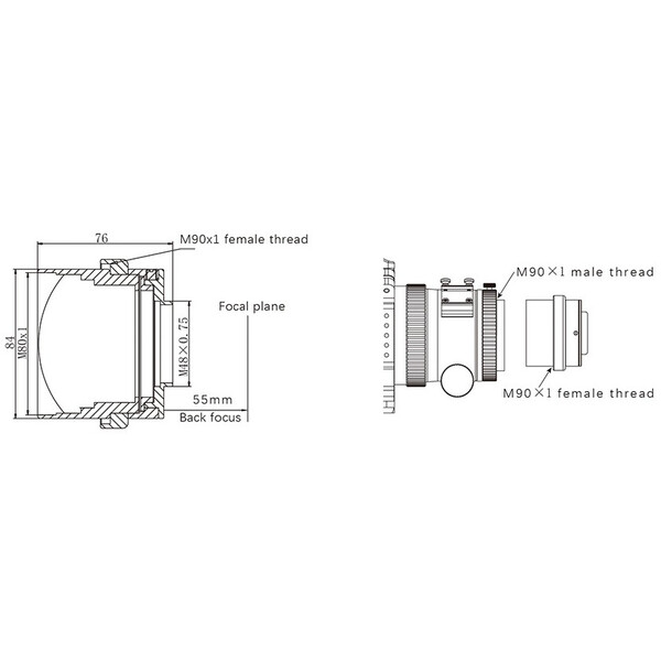 Omegon Reducer 0.7x for 108/600 Quintuplet APO